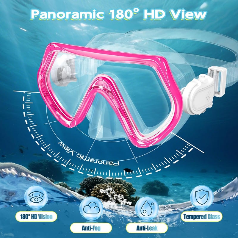 ZipAura Snorkeling Gear for Kids, Kids Snorkel Set for Ages 3-14, Anti-Fog Diving Mask and Dry Top Snorkel Combo Set, Unisex Swimming Goggles - Image 3